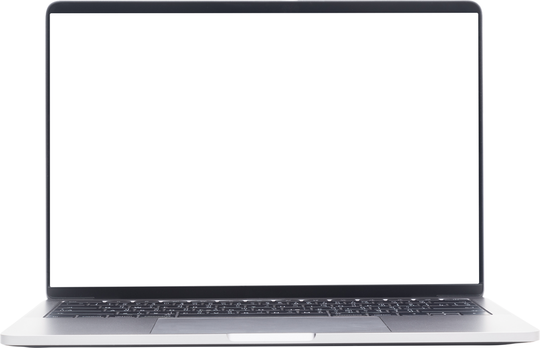 Laptop with Blank Screen Mockup Cutout